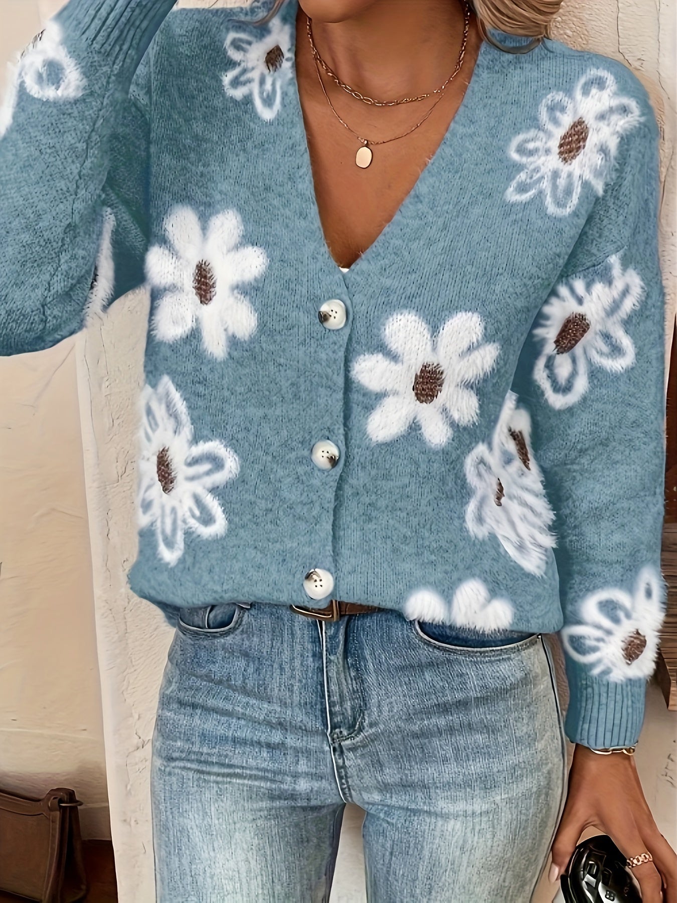 Daisy | Gebreide Cardigan met Bloemmotief