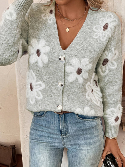 Daisy | Gebreide Cardigan met Bloemmotief