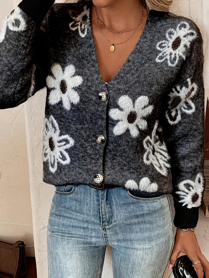 Daisy | Gebreide Cardigan met Bloemmotief